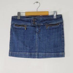 Denim Dynamite Micro Mini Blue Jean Skirt Zip Pockets Zippered Y2K Womens Sz 28